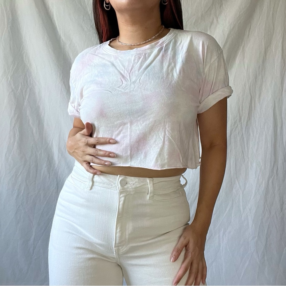 Pink & blue tie dye top